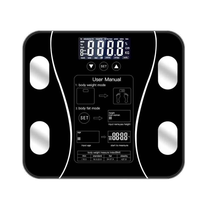 Body Fat Scale Smart Wireless Digital Bathroom Weight Scale Body Composition Analyzer With Smartphone App monitor